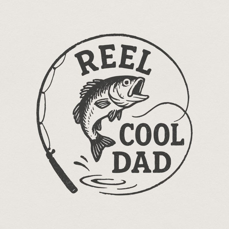 Retro Reel Cool Dad Png, Wishin' I Was Fishin' Png, Funny Dad Quotes Png, Father's Day Png, Bass Fishing Png, Humor Dad Png, Trendy Dad image 1