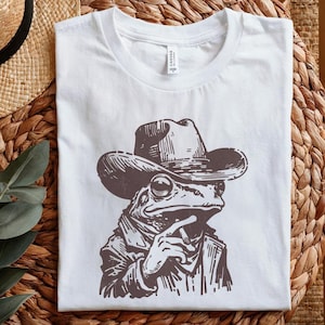 Grenouille cowboy PNG, grenouille drôle meme PNG, crapaud cowboy, sublimation tendance, design Western PNG, ambiance country rétro image 5