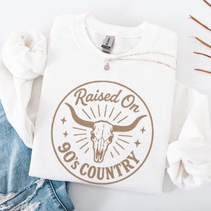 Raised On 90's Country PNG, Western Skull PNG, Vintage Rodeo Shirt, Country Music Gift, Retro Western Decor, Digital Printable Design image 4