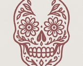 Day Of The Dead Skull PNG, Sugar Skull Floral PNG For T-Shirts, Dia De Los Muertos Printable Clipart, Digital Download PNG Design Art