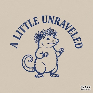 A Little Unraveled PNG, PNG Designs, Summer PNG, Floral Mouse Graphic, Whimsical Shirt Design, Cute Cottagecore Animal Art Print File