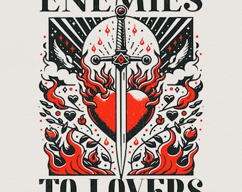 Enemies to Lovers Book Club PNG, Bookish png, Reading PNG, Book Lover png, Romance Reader, Dark Romance PNG, Sublimation Design, Trendy