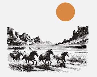 Horse PNG Sublimation, Western PNG Designs, Trendy Western Designs, Digital Download, Cowgirl Western Design, Instant Desert Horse PNG