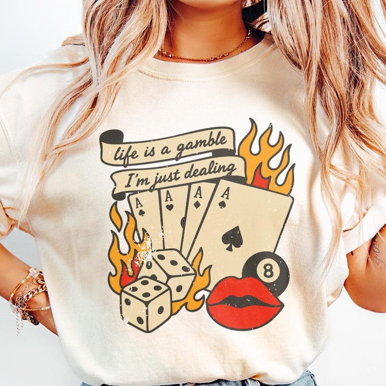 Retro Cowboy Design, Western Playing Card PNG, Lucky Cherries, Dice & 8 Ball, Trendy Western Sublimation, Yeehaw Digital File image 2