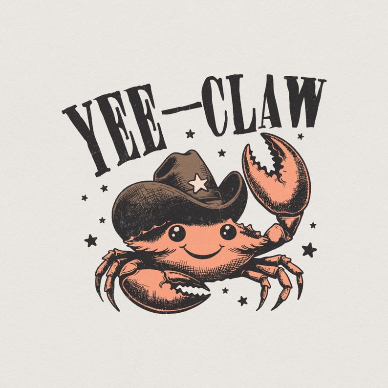Yee Claw Crab png, Funny Cowboy Crab, Beach Cowgirl png, Beach Cowboy png, Ocean Animals png, Cute Crabs png, Summer Fun, Crabbing png image 1