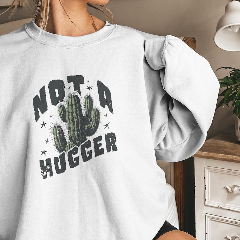 Not a Hugger Cactus PNG, Retro Sassy Shirt Design (Instant Download) image 9