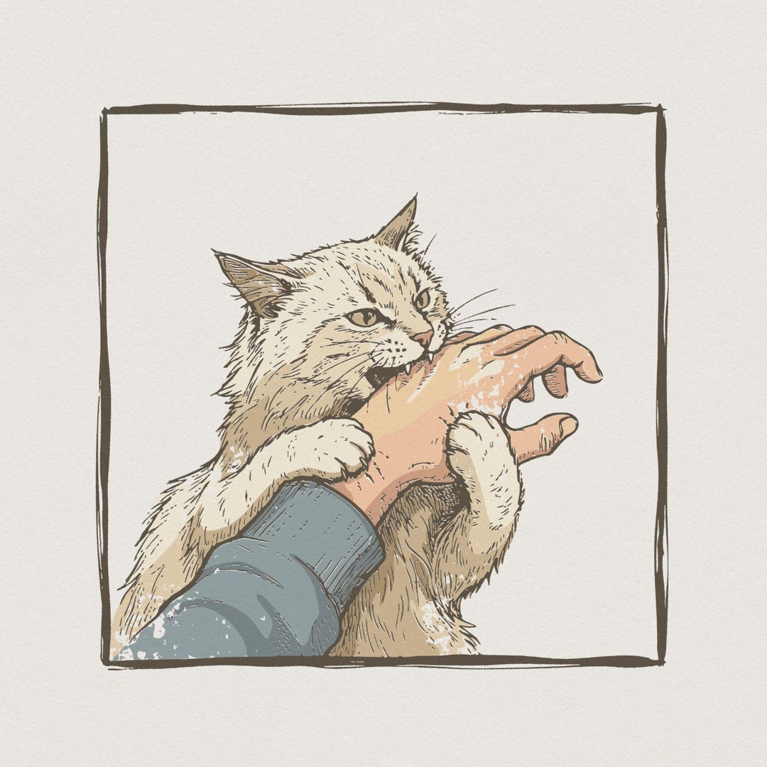 Funny Cat Biting Hand PNG, Pet Humor Art, Cat Owner Gift (digital ...