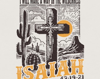 Retro Christian Sublimation PNG, Bible Verse Digital Download, Wilderness Boho Faith png, Positive Religious Quotes, Western Desert Vintage