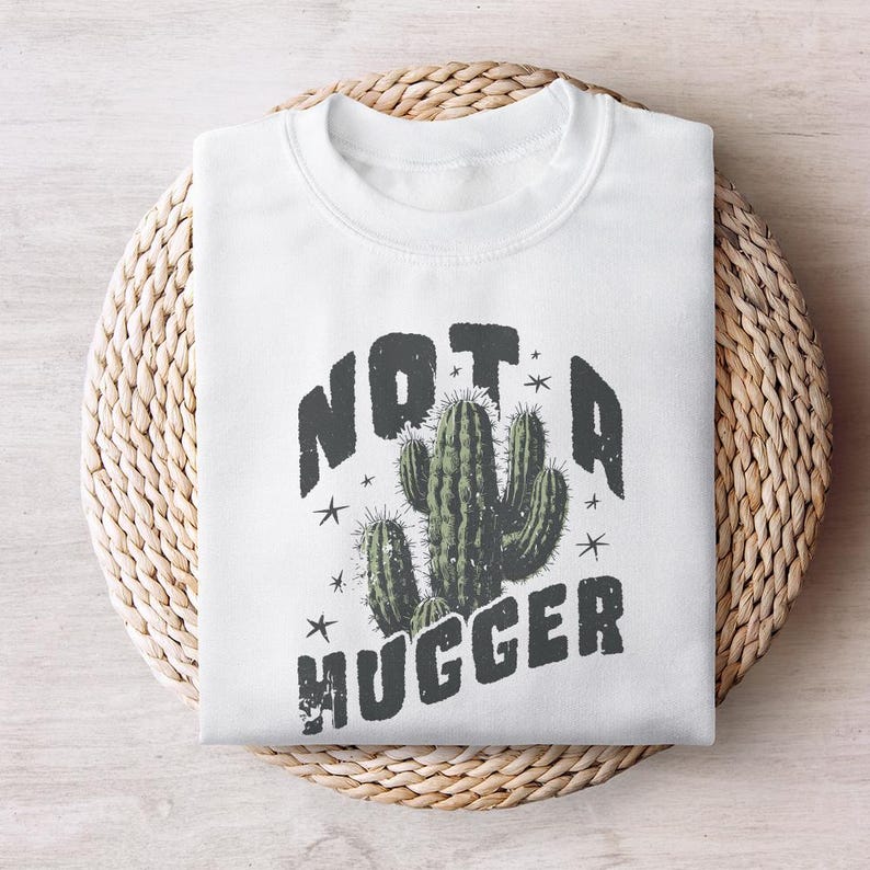 Not a Hugger Cactus PNG, Retro Sassy Shirt Design (Instant Download) image 7