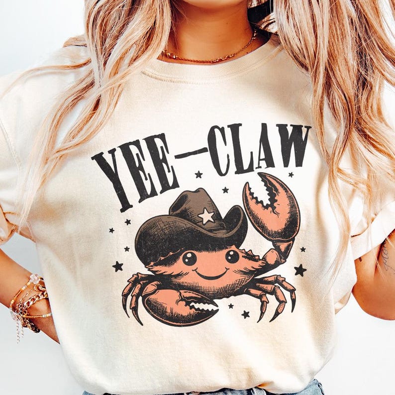 Yee Claw Crab png, Funny Cowboy Crab, Beach Cowgirl png, Beach Cowboy png, Ocean Animals png, Cute Crabs png, Summer Fun, Crabbing png image 2