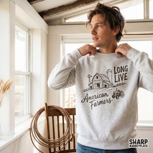 Long Live American Farmers, PNG Designs For Western Shirt Makers, Sublimation Patriotic Farm Barn Tractor Graphic Digital Download