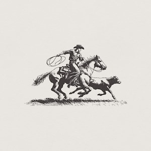 Lasso de cowboy rétro PNG, Western Rodeo png, Cowboy png vintage, Scène du Far West, Illustration rétro, Cowgirl PNG, Cowboy et cheval Design