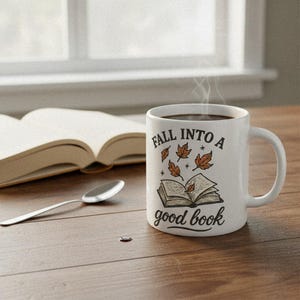Fall Into a Good Book PNG, Autumn Reading Shirt, Book Lover Digital Download, Cozy Fall PNG, Literary Tee Design, Teacher Gift Printable image 6