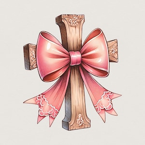 Cross with Pink Bow Png, Christian PNG Coquette, Bible Verse Bow PNG, Pink Coquette Bow PNG, Sublimation Designs, Mom Bow Png