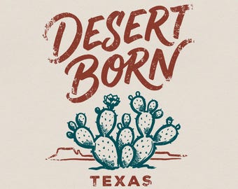 Wüsten geboren PNG, Texas Kaktus-Shirt-Design, Südwest-Vintage digitale Grafik, rustikale westliche druckbare Download-Datei für T-Shirts