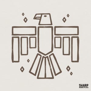 Diseño PNG de Thunderbird, gráfico digital de ave tribal, descarga imprimible de estilo boho nativo del suroeste, archivo PNG de arte geométrico para camiseta de animales