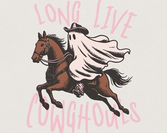 Long Live Cowghouls Halloween PNG Digital Download, Western Halloween, Retro PNG, Spooky PNG, Halloween Shirt, Cute Halloween, Graphics