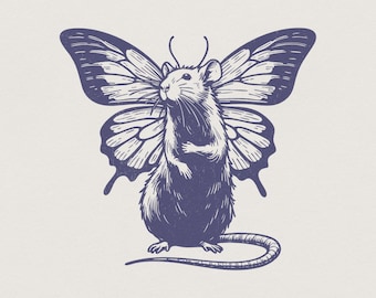 Cute Rat PNG Designs, Sublimation Designs, Vintage Retro Clipart, Funny Gifts, Angel Wings, Commercial Use, Pet Rat Art