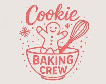 Cookie Baking Crew PNG, Christmas Baking, Gingerbread PNG, Holiday Baking, Family Kitchen Art, Cute Christmas Cookie, Festive Digital PNG