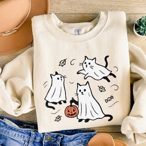 Ghost Cat PNG, Spooky Halloween Cat, Cute Black Cat PNG, Trick or Treat Cats Art, Pumpkin Bucket, Autumn Candy, High-Res Printable PNG File image 8