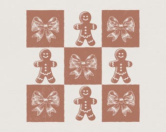 Retro Checkered Gingerbread Man PNG, Cute Christmas PNG, Vintage Distressed Christmas, Holiday Shirt Design, Sublimation Christmas PNG