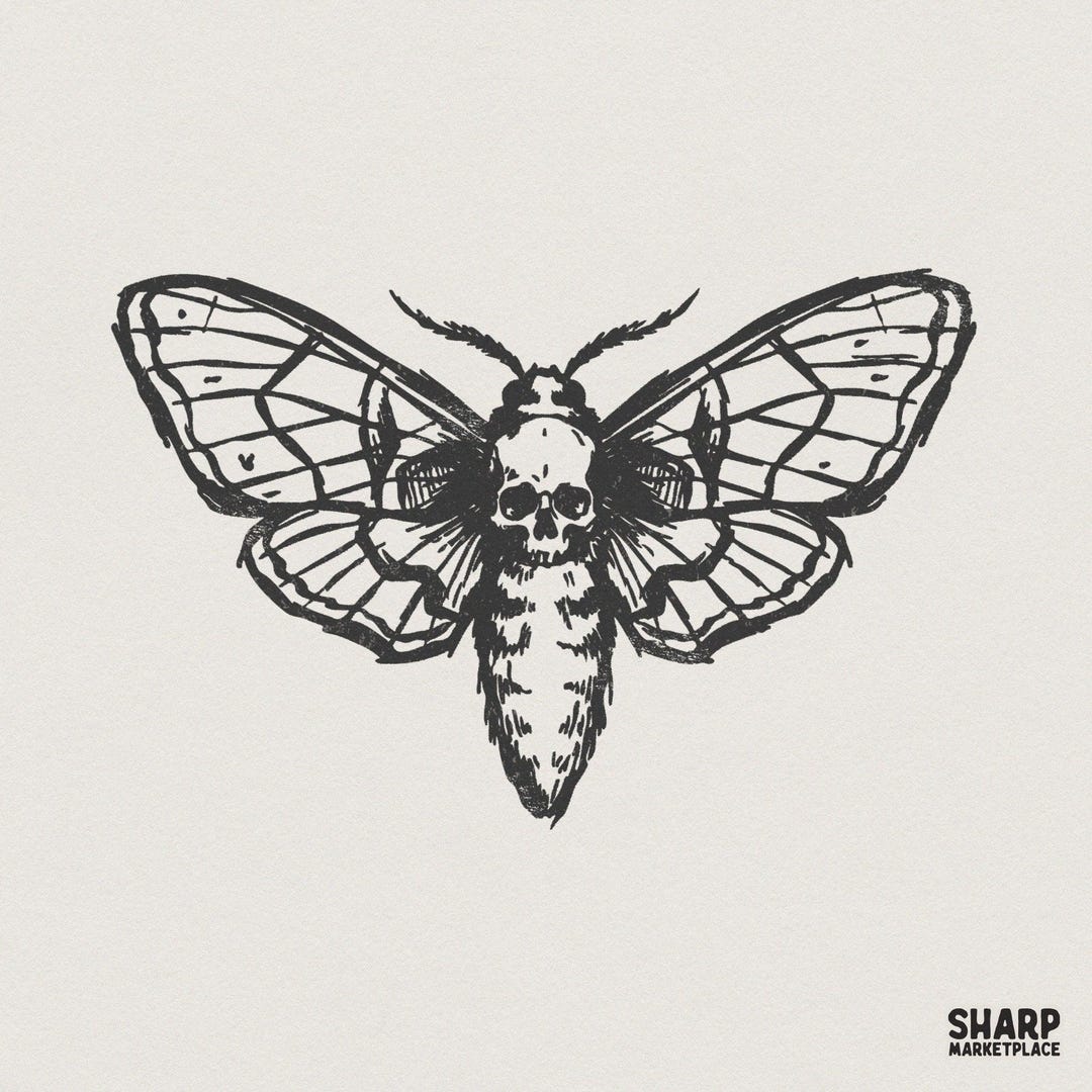 Death Moth Skull PNG, Gothic Insect Art PNG, Dark Aesthetic Shirt, Moth ...