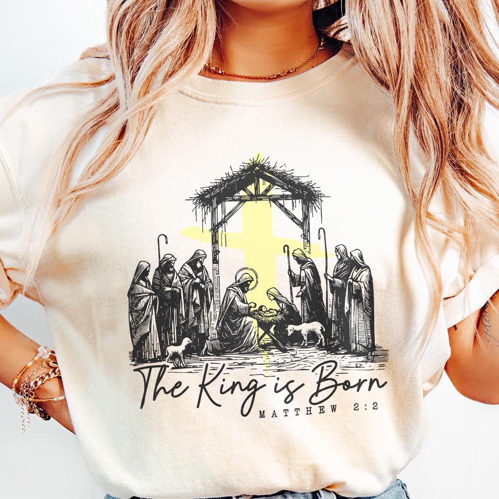 The King is Born PNG. Retro Religious Christmas PNG, Jesus is the ...