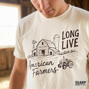 Long Live American Farmers, PNG Designs For Western Shirt Makers, Sublimation Patriotic Farm Barn Tractor Graphic Digital Download