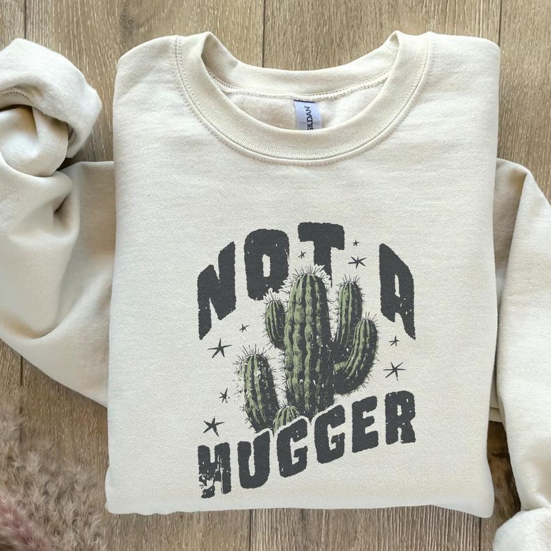 Not a Hugger Cactus PNG, Retro Sassy Shirt Design (Instant Download) image 8