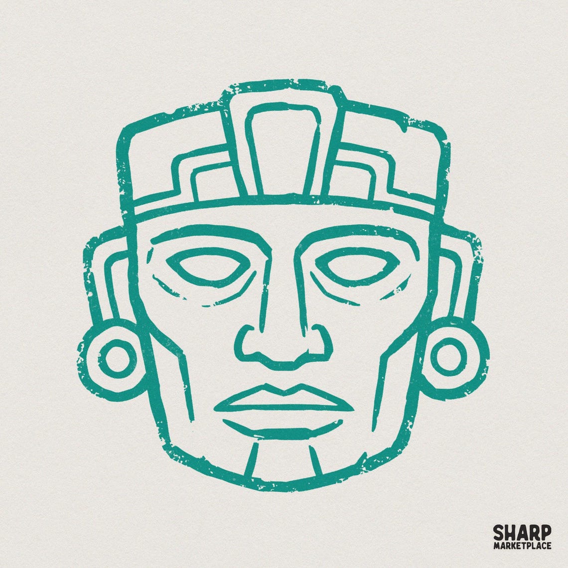 Aztec Face PNG Design, Tribal Mask Digital Download, Mayan Inspired ...