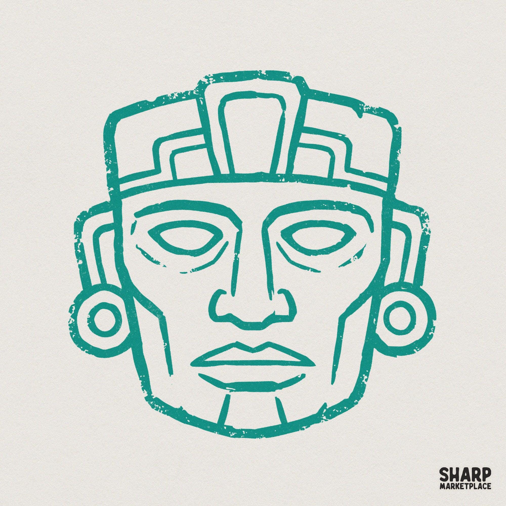 Aztec Face PNG Design, Tribal Mask Digital Download, Mayan Inspired ...