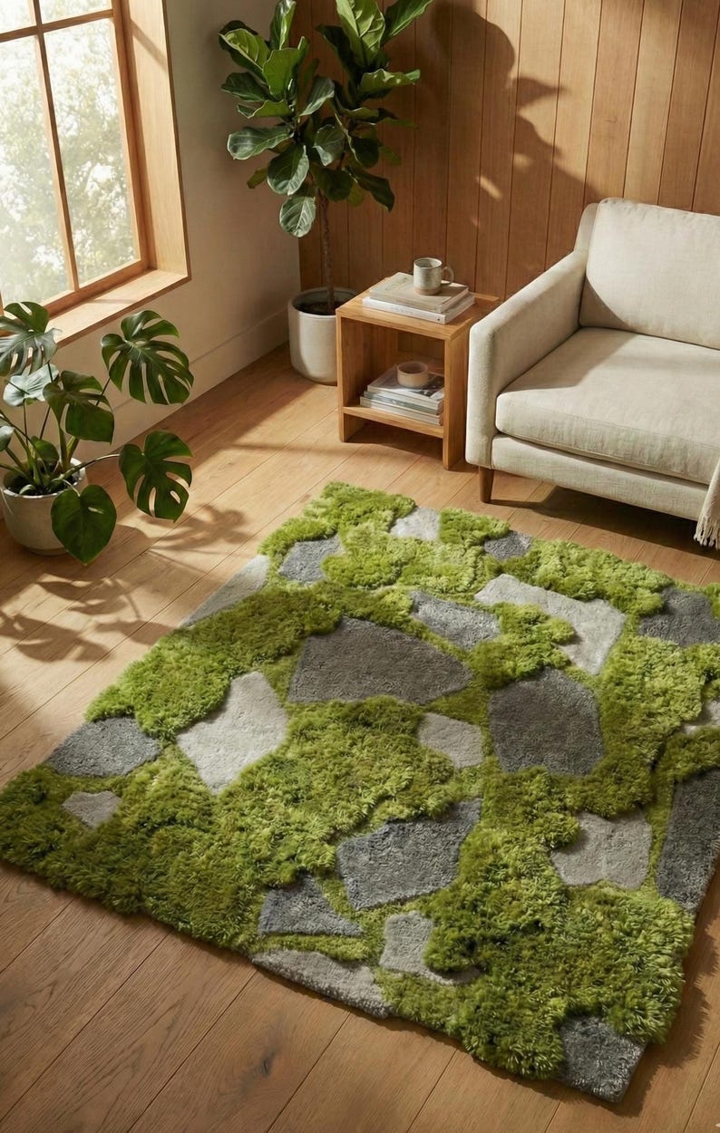 Green And Gray Area Rugnull