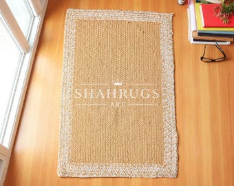 Tapete trançado de juta feito à mão: estilo boho ecológico de fazenda