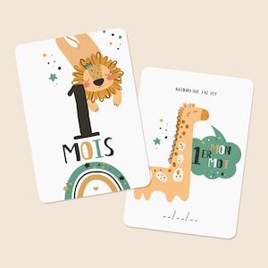 24 Cartes étapes ma première année Jungle safari
