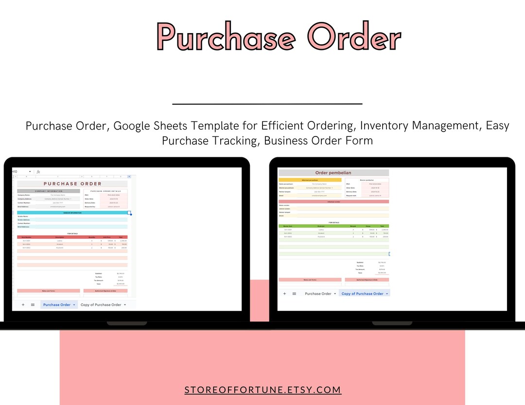 Purchase Order, Google Sheets Template for Efficient Ordering ...