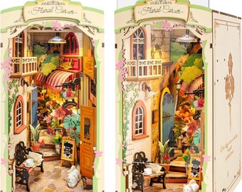 Blomhörna Rolife DIY Bokhörna Bokhyllinsats Trämöbeldekor Miniatyrdockhus 3D Träpussel DIY Trämodellbyggsats