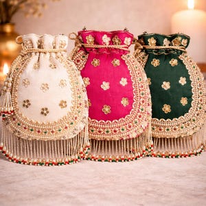 Embroidered Potli Bag | Bridal Clutch, Indian Wedding Handbag, Festive Designer