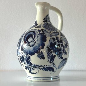 Vintage French Ceramic Pitcher: Hand-Painted Floral Vase, Cottage Decor