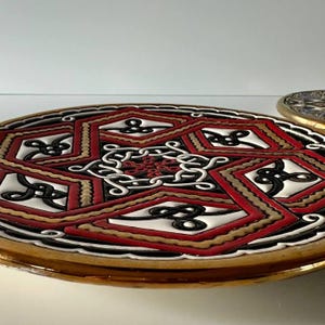 Plato de pared de cerámica española vintage: decoración mudéjar hecha a mano