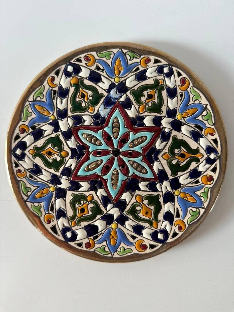 Hand Painted Ceramic Wall Hanging Plate Decorative Vintage Plates Home