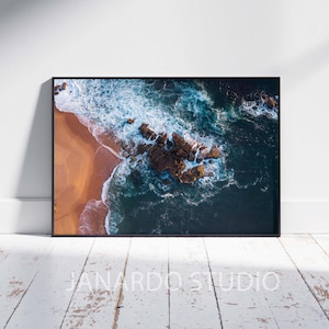 Wave Art Photography, Wave Print, Waves Poster, Printable Ocean Wall Art, Big Waves, Aerial Photography, Coastal Home Decor