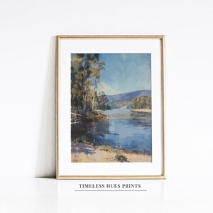 Vintage River Painting | Lake Painting, Wall Art Decor | Landscape Painting | Countryside Paiting | PRINTABLE Digital Download | Art 1-271