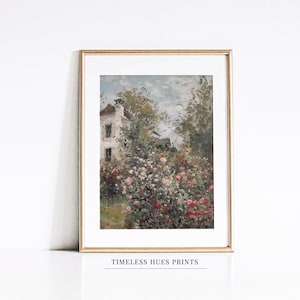 Vintage Cottage Rose Garden Painting | Rose Haven Painting | Dining Room Decor | Digital Download | Impressionist Art | PRINTABLE Wall Art