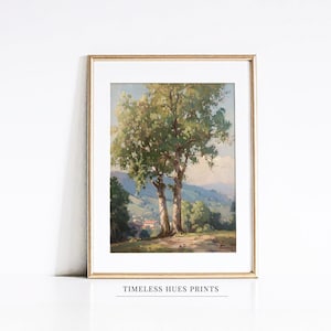 Rustic Tree Italian Countryside Painting  | Vintage Impressionist Tuscany Painting | Countryside PRINTABLE Digital Download | Art 1-223