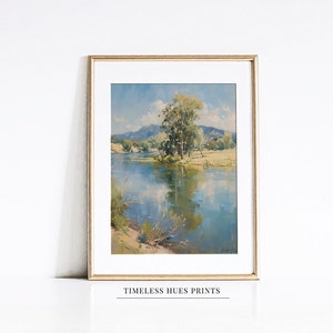 Lake Painting | Lakeside Painting | Vintage Landscape Painting | Rural Countryside Painting Wall Art | PRINTABLE Digital Download | A 1-274