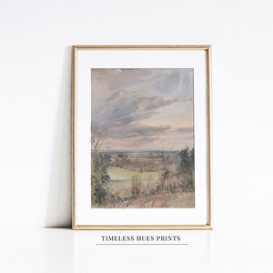 Vintage Serene Countryside Landscape Painting | Rustic, Rural Art | Neutral Tones | Farmland Painting | PRINTABLE Digital Download | A 1-259