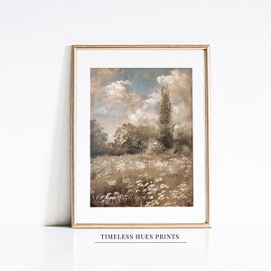 Floral Meadow Painting | Rustic Field | Country Field |  Vintage Landscape Print | Flora Painting | Farmhouse Decor | PRINTABLE Wall Art