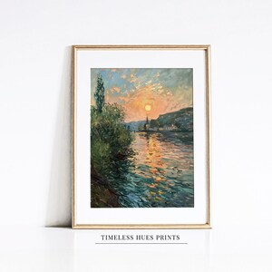 Summer Coastal Lake Vintage Painting | Moody River Sunset | Wall Decor Print | Lake House Wall Art | Lake Painting | PRINTABLE Wall Art