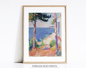 Mediterranean Seascape Painting | Vintage Coastal Art (Digital Download)