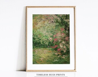 Impressionist Rose Garden Painting | Printable Floral Wall Art (Digital Download)